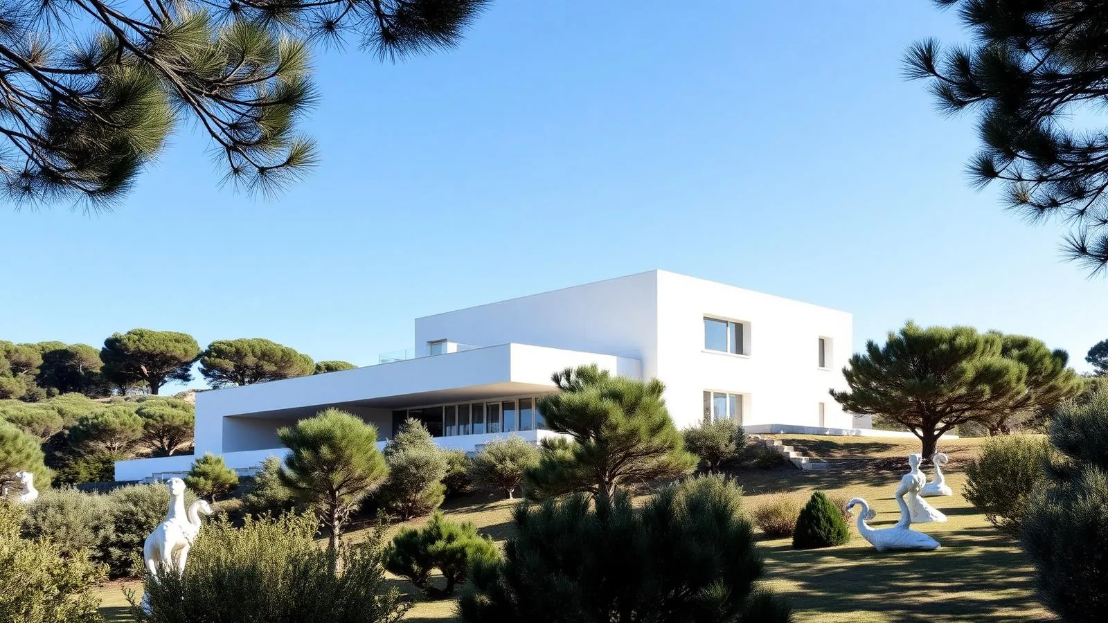 Außenansicht des Kunstzentrums CCA Andratx mit Sculpture Garden auf Mallorca.