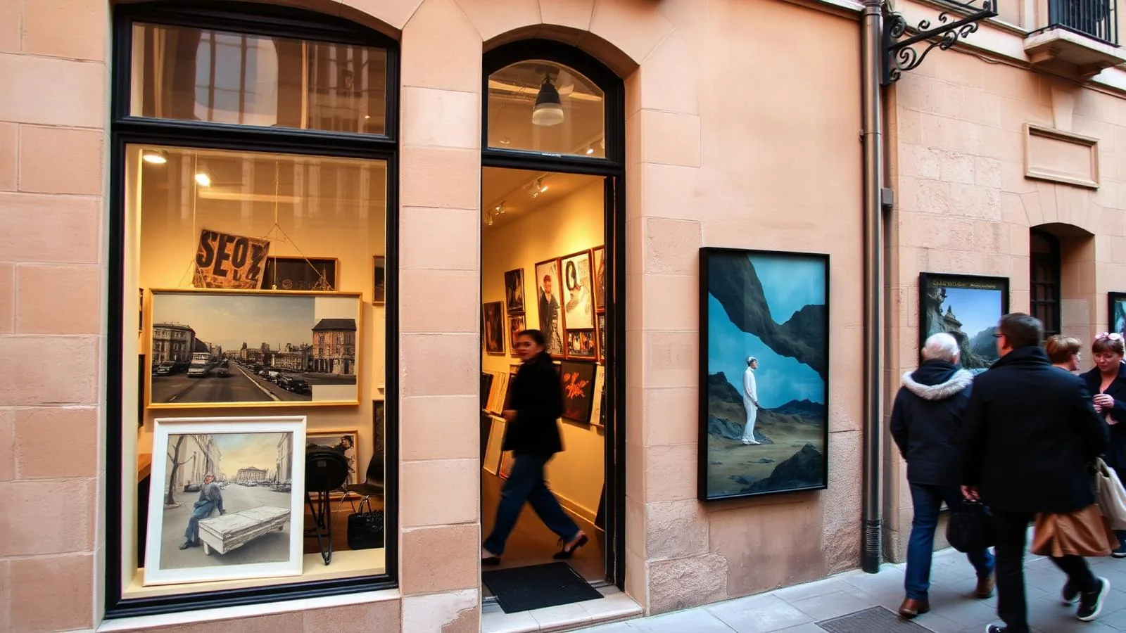 Kunstgalerie in einer Altstadtgasse von Palma de Mallorca.