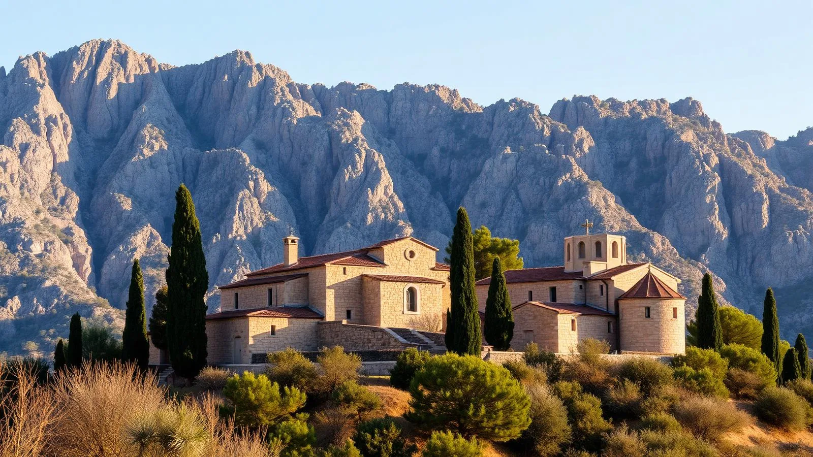 Kirche des Klosters Lluc in der Serra de Tramuntana auf Mallorca.