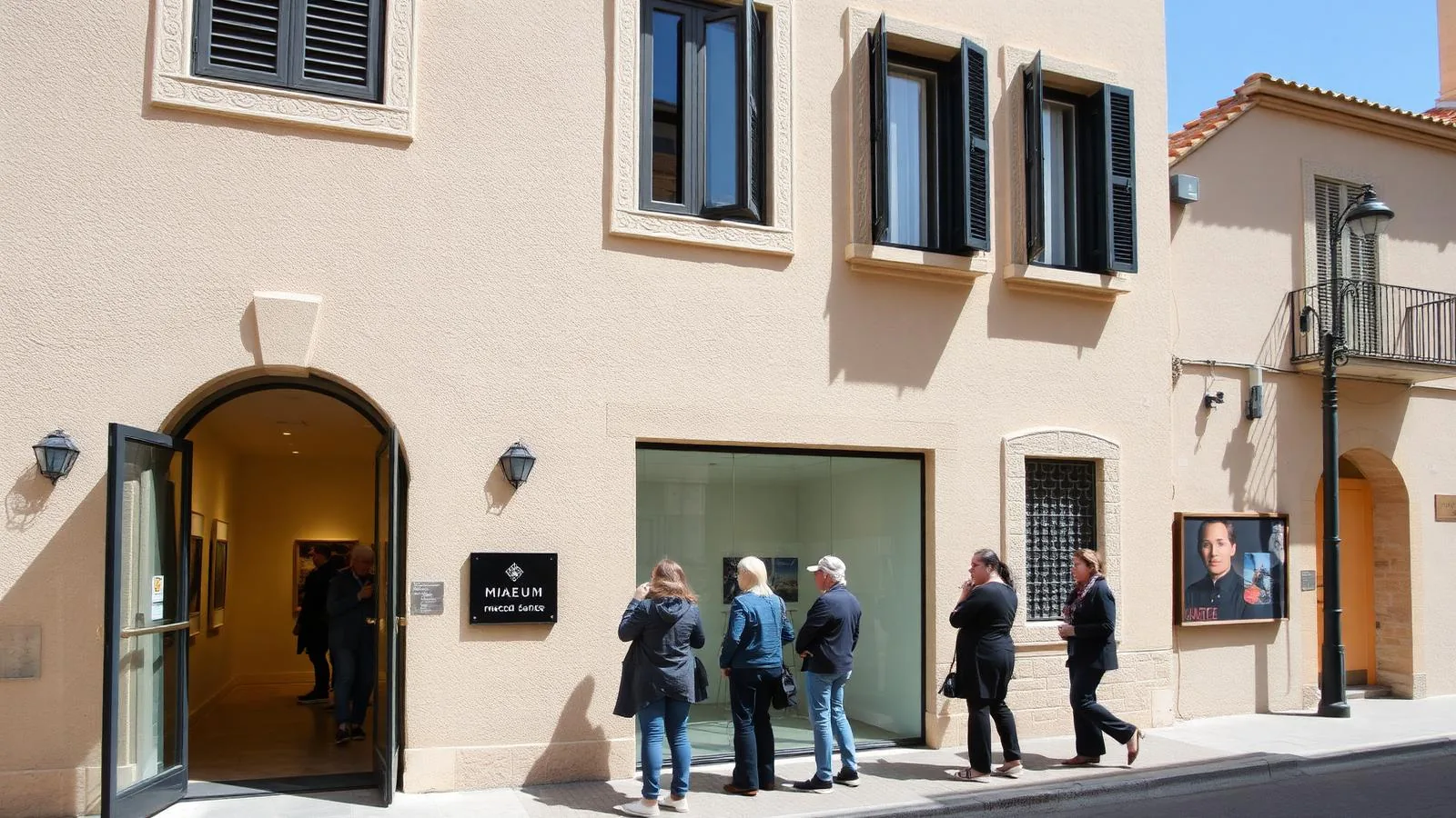 Besucher am Eingang des kostenlosen Museu Fundació Juan March in Palma.