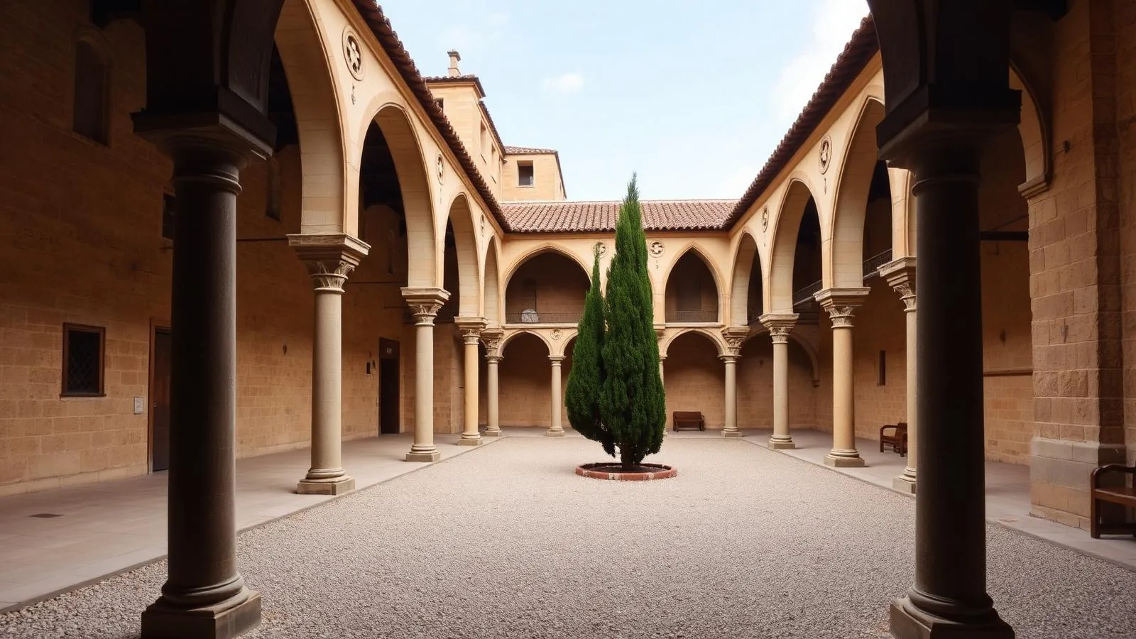 Innenhof des ehemaligen Dominikanerklosters, heute Museu de Pollença, auf Mallorca.