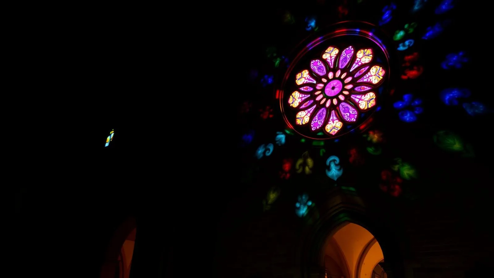 Lichtwunder des Rosettenfensters in der Kathedrale von Palma de Mallorca.