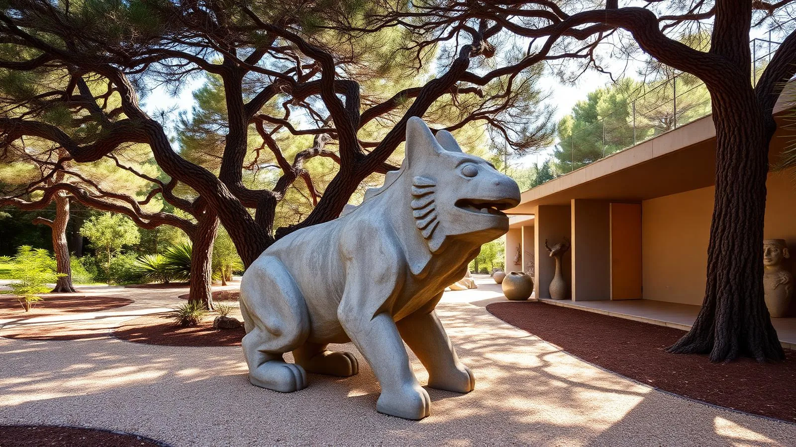 Steinskulptur von Stefan Rinck im Sculpture Garden von CCA Andratx auf Mallorca.