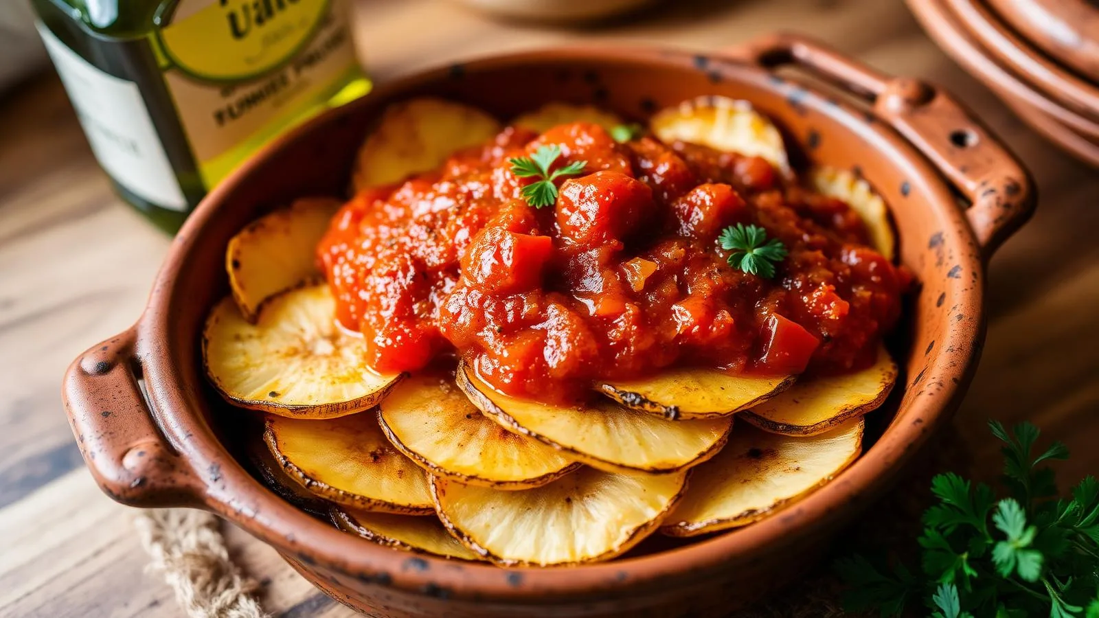 Tumbet, der mallorquinische Gemüseauflauf mit Aubergine, Kartoffel und Paprika.